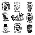 Set of vintage barber shop emblems, badges and design elements. for logo, label, sign Royalty Free Stock Photo