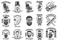 Set of vintage barber shop emblems, badges and design elements. for logo, label, sign Royalty Free Stock Photo