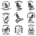 Set of vintage barber shop emblems with barber chair, badges and design elements. for logo, label, sign Royalty Free Stock Photo