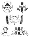 Set of vintage barber shop emblems, label, badges Royalty Free Stock Photo