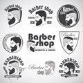 Set of vintage barber shop emblems, label, badges and designed elements Royalty Free Stock Photo