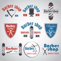 Set of vintage barber shop emblems, label, badges and designed elements Royalty Free Stock Photo