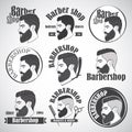 Set of vintage barber shop emblems, label, badges and designed elements Royalty Free Stock Photo