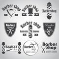 Set of vintage barber shop emblems, label, badges and designed elements Royalty Free Stock Photo