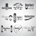 Set of vintage barber shop emblems, label, badges and designed elements Royalty Free Stock Photo