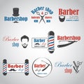 Set of vintage barber shop emblems Royalty Free Stock Photo