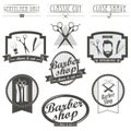 Set of vintage barber shop logo, labels, badges Royalty Free Stock Photo