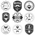 Set of vintage barber shop logo templates, labels and badges mad