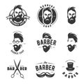 Set of vintage barber shop vector emblems, label, badges and design elements. Royalty Free Stock Photo