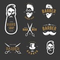 Set of vintage barber shop vector emblems, label, badges and design elements.