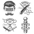 Set of vintage barbershop emblems