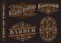 Set of vintage barbershop emblems, logos, badges. Royalty Free Stock Photo