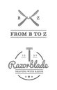 Set of vintage barbershop labels. Templates for the design of logos and emblems. Royalty Free Stock Photo