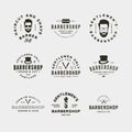 Set of vintage barbershop logos. retro styled hair salon emblems. vector illustration Royalty Free Stock Photo