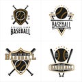 Set of Vintage Baseball logo, emblem, badge. With Bat Gold and black colors. Premium and luxury logo Royalty Free Stock Photo