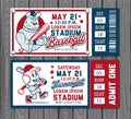 Set of vintage baseball tickets. Vector Illustration Royalty Free Stock Photo