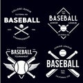 Set of vintage baseball typography emblems, sports logos and design elements. Logotype templates and badges