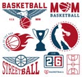 Set of vintage basketball badges and labels