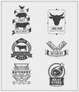 Set of vintage beef labels, logos and badges. Royalty Free Stock Photo