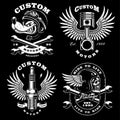 Set of 4 vintage biker illustrations on dark background_2