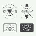 Set of vintage billiard labels, emblems and logos Royalty Free Stock Photo