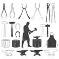 Set of vintage blacksmith icons and design elements