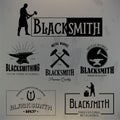 Set of vintage blacksmith labels and design elements