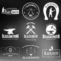 Set of vintage blacksmith labels and design elements