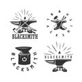 Set of vintage blacksmith labels and design elements