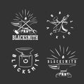 Set of vintage blacksmith labels, design elements
