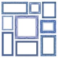 Set of Vintage blue frame with blank space, clipping path Royalty Free Stock Photo