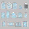 Set of vintage blue windows