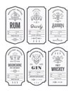Set of vintage bottle label design with ethnic elements in thin