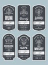 Set of vintage bottle label design with ethnic elements in thin