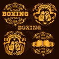 Set of vintage boxing emblems, labels, badges