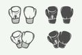 Set of vintage boxing gloves in retro style. Vector illustration Royalty Free Stock Photo