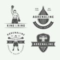 Set of vintage boxing and martial arts logo badges Royalty Free Stock Photo