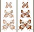 Set of vintage brown butterflies Royalty Free Stock Photo