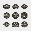 Set of vintage butchery logos. retro styled meat shop emblems. vector illustration Royalty Free Stock Photo