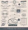 Set of vintage calligraphic design elements and vector page decorations. Royalty Free Stock Photo