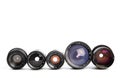 Set of Vintage camera lens isolated on white background - Image