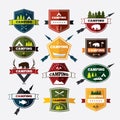 Set of vintage camping and outdoor activity logos