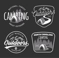 Set of vintage camping and outdoor adventure emblems, logos and Royalty Free Stock Photo