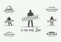 Set of vintage camping outdoor and adventure logos, badges, labels, emblems, marks and design elements. Graphic Art. Royalty Free Stock Photo