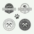 Set of vintage camping outdoor and adventure logos, badges