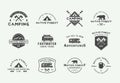 Set of vintage camping outdoor and adventure logos, badges, labels, emblems, marks and design elements. Royalty Free Stock Photo