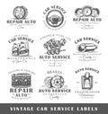 Set of vintage car service labels Royalty Free Stock Photo