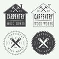 Set of vintage carpentry labels, emblems and logo