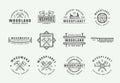 Set of vintage carpentry, woodwork and mechanic labels, badges, emblems and logo. Vector illustration. Monochrome Graphic Art Royalty Free Stock Photo