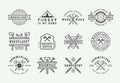 Set of vintage carpentry, woodwork and mechanic labels, badges, emblems and logo. Vector illustration. Royalty Free Stock Photo
